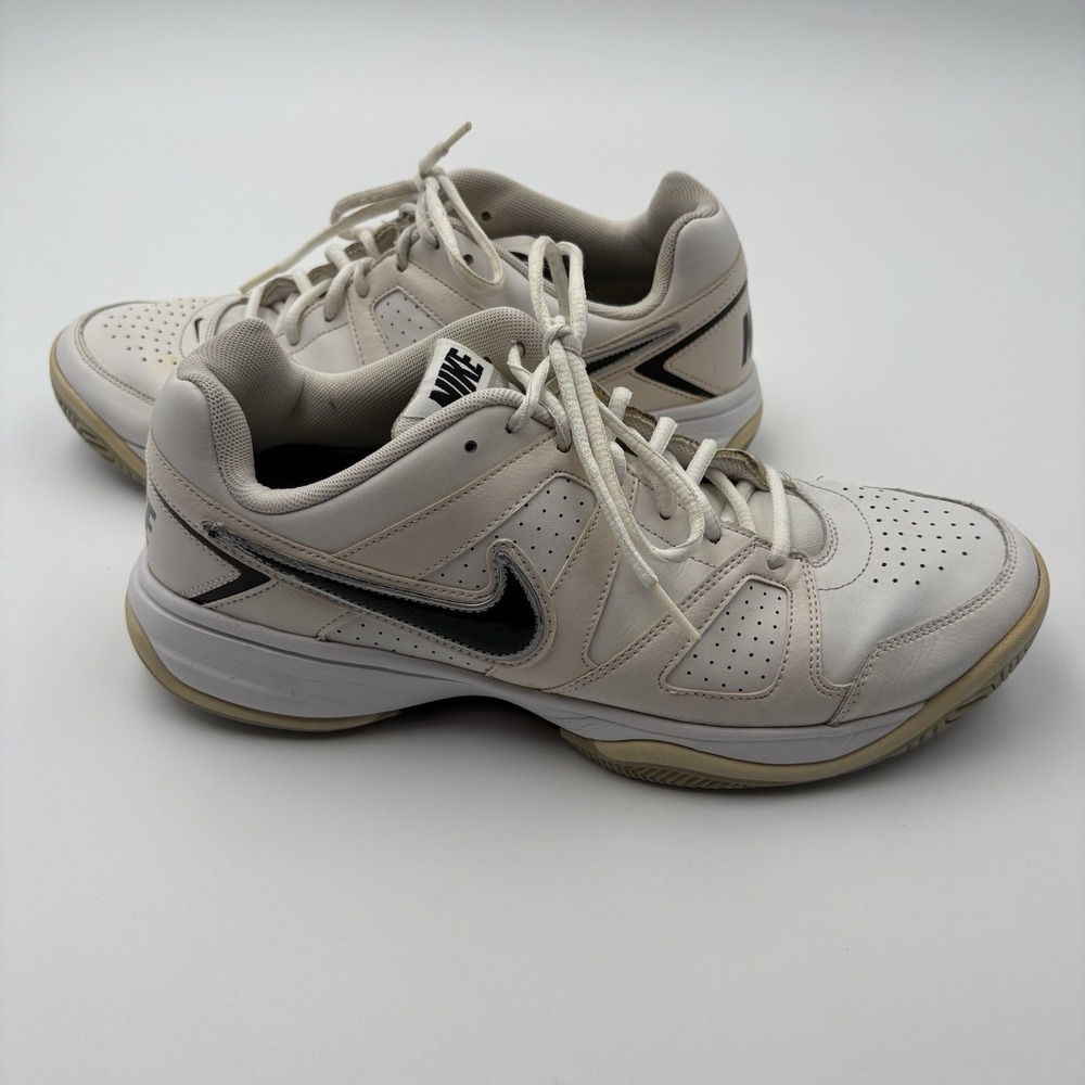 Nike City Court VII‎ 7 White Black Leather Tennis Shoes 488141-100 Men's 11.5